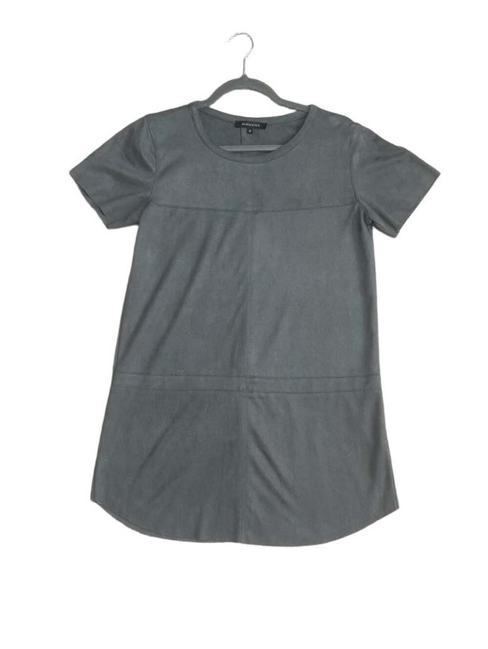 Olivaceous Grey Suede Short Sleeve Tunic Top M